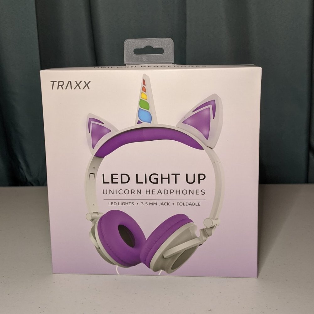 Purple Unicorn Headphones Led Light Up
